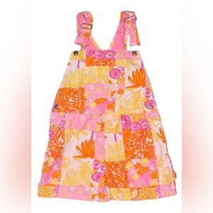 Lilly Pulitzer Pink and Orange Patchwork shorts Overalls girls 6
